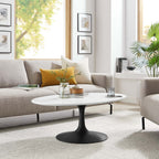 EEI-3533-BLK-WHI Lippa 42" Oval Wood Coffee Table by Modway