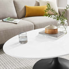 EEI-3533-BLK-WHI Lippa 42" Oval Wood Coffee Table by Modway