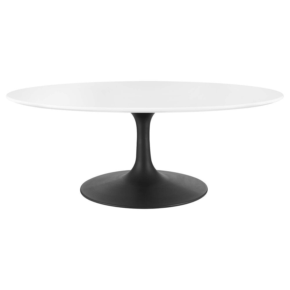 EEI-3533-BLK-WHI Lippa 42" Oval Wood Coffee Table by Modway