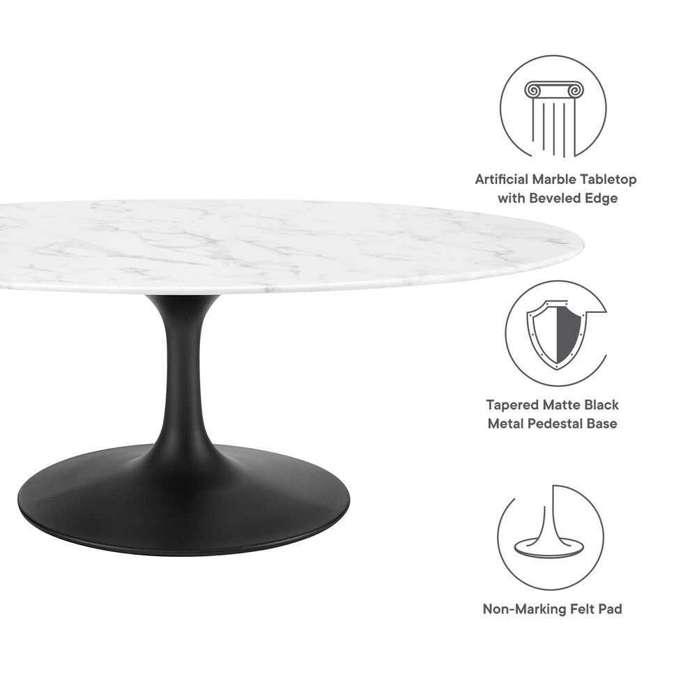 EEI-3537-BLK-WHI Lippa 48" Oval Faux Marble Coffee Table by Modway