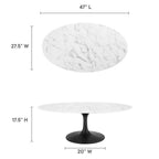 EEI-3537-BLK-WHI Lippa 48" Oval Faux Marble Coffee Table by Modway