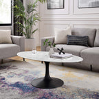 EEI-3537-BLK-WHI Lippa 48" Oval Faux Marble Coffee Table by Modway