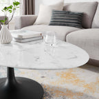 EEI-3537-BLK-WHI Lippa 48" Oval Faux Marble Coffee Table by Modway
