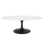 Modway EEI-3537-BLK-WHI Lippa 48" Oval Faux Marble Coffee Table Black White