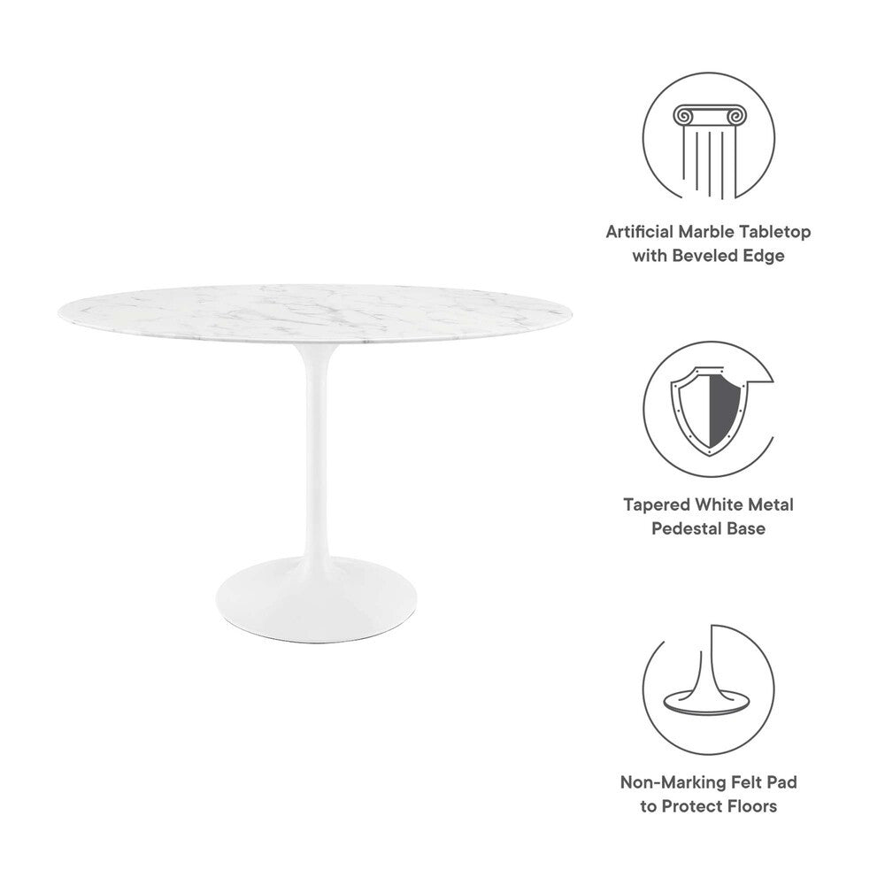 EEI-2021-WHI Lippa 48" Oval Faux Marble Dining Table by Modway