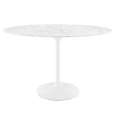 Modway EEI-2021-WHI Lippa 48" Oval Faux Marble Dining Table White
