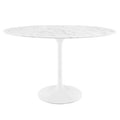 Modway EEI-2021-WHI Lippa 48" Oval Faux Marble Dining Table White