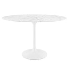 Modway EEI-2021-WHI Lippa 48" Oval Faux Marble Dining Table White
