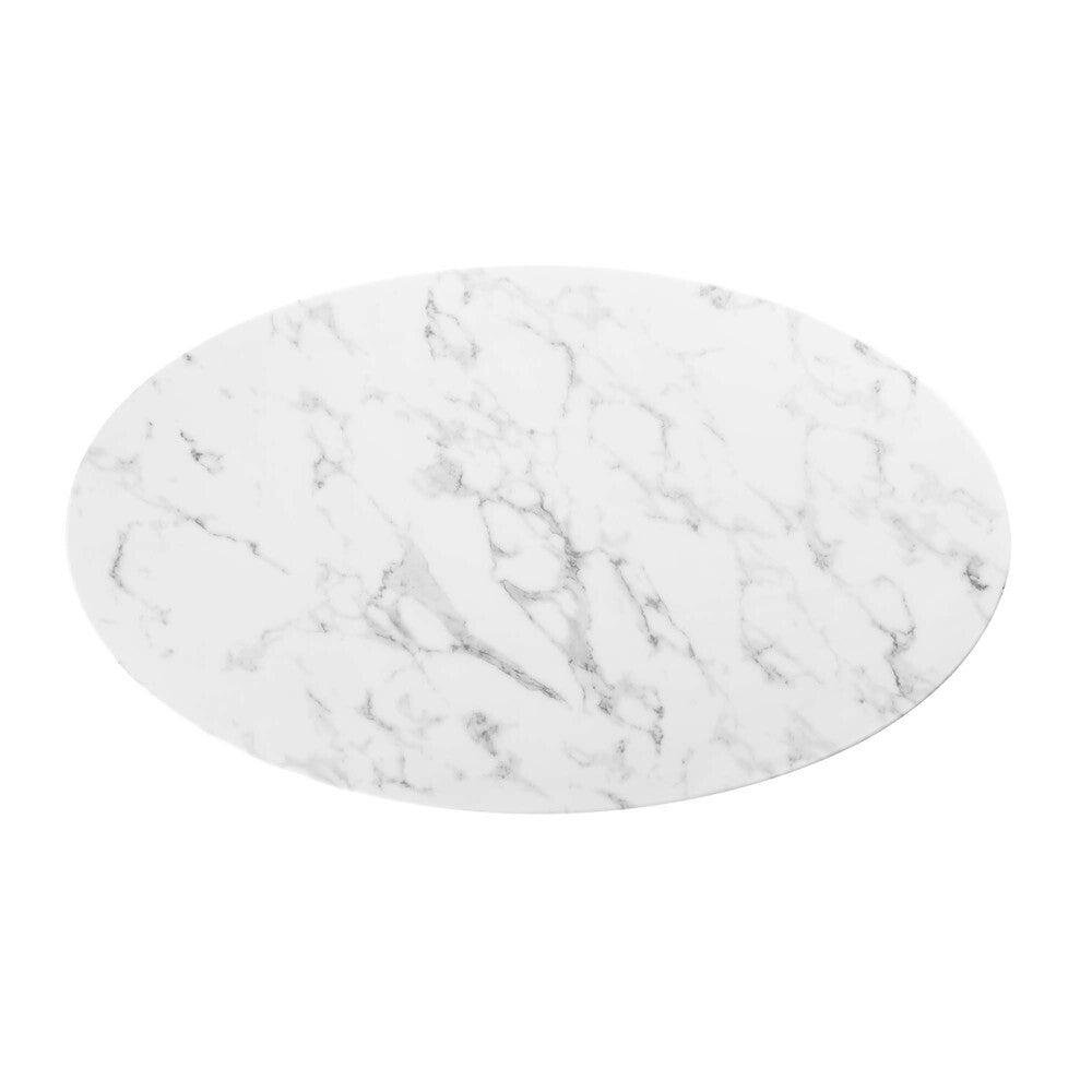 EEI-3216-GLD-WHI Lippa 48" Oval Faux Marble Dining Table by Modway