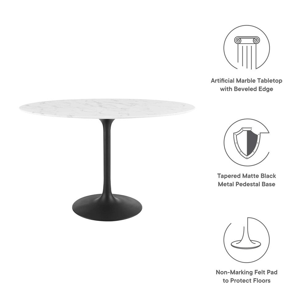 EEI-3518-BLK-WHI Lippa 48" Oval Faux Marble Dining Table by Modway