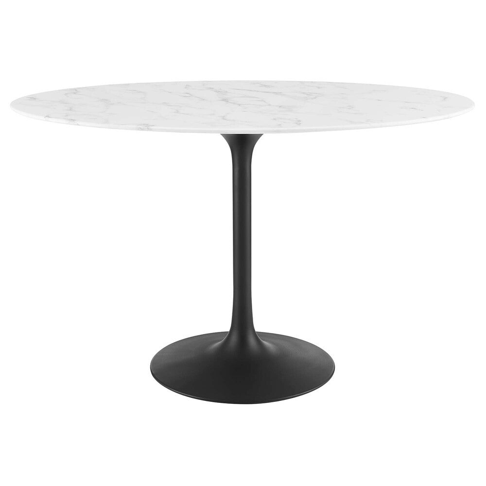 EEI-3518-BLK-WHI Lippa 48" Oval Faux Marble Dining Table by Modway