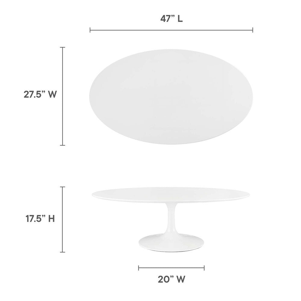 EEI-2018-WHI Lippa 48" Oval-Shaped Wood Coffee Table by Modway