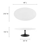 EEI-3536-BLK-WHI Lippa 48" Oval Wood Coffee Table by Modway