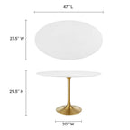 EEI-3215-GLD-WHI Lippa 48" Oval Wood Dining Table by Modway