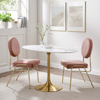 EEI-3215-GLD-WHI Lippa 48" Oval Wood Dining Table by Modway