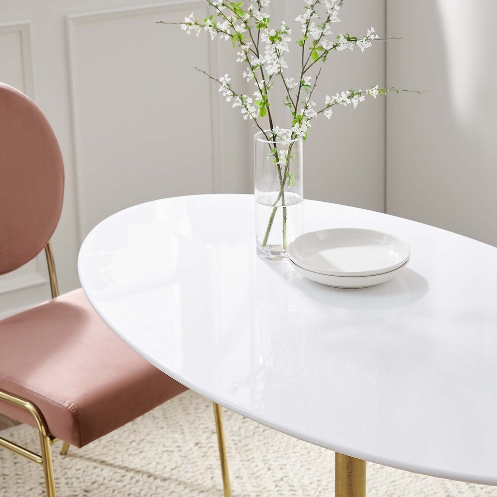EEI-3215-GLD-WHI Lippa 48" Oval Wood Dining Table by Modway