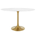 Modway EEI-3215-GLD-WHI Lippa 48" Oval Wood Dining Table Gold White