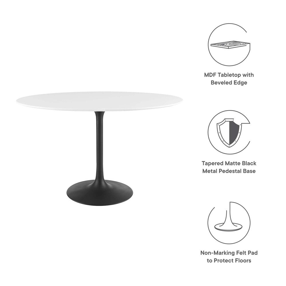 EEI-3517-BLK-WHI Lippa 48" Oval Wood Dining Table by Modway