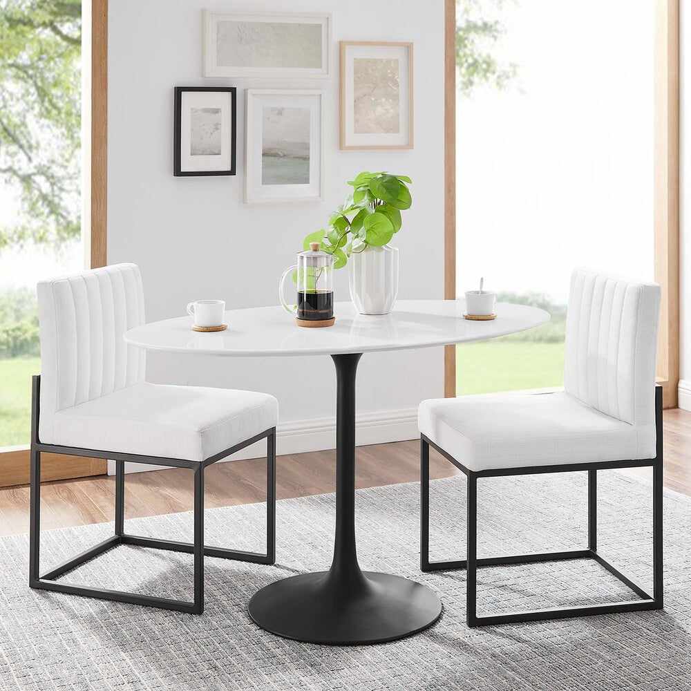 EEI-3517-BLK-WHI Lippa 48" Oval Wood Dining Table by Modway