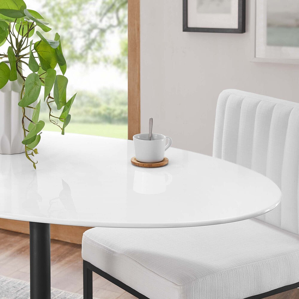 EEI-3517-BLK-WHI Lippa 48" Oval Wood Dining Table by Modway