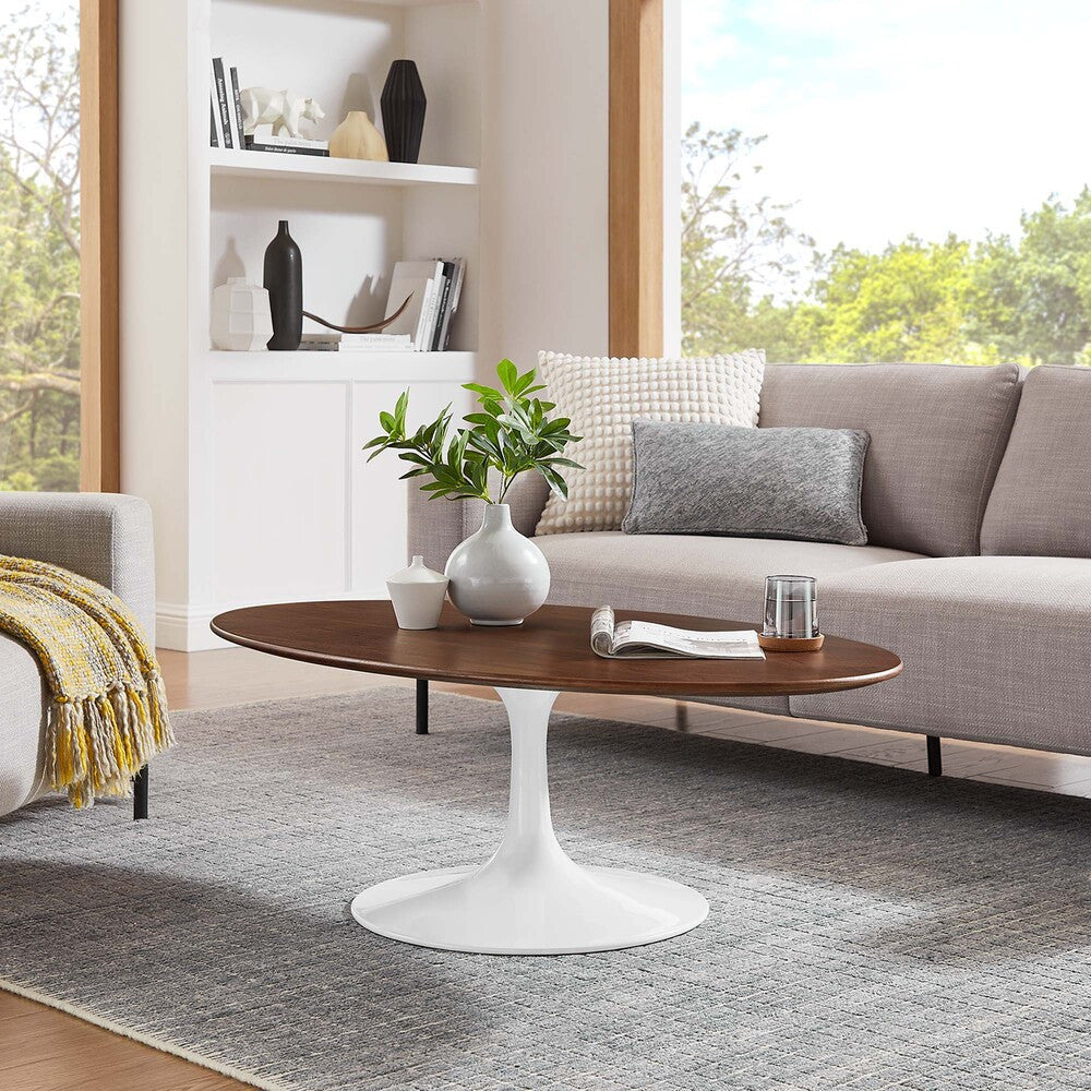 EEI-2020-WAL Lippa 48" Oval Wood Coffee Table by Modway