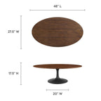 EEI-3538-BLK-WAL Lippa 48" Oval Wood Coffee Table by Modway