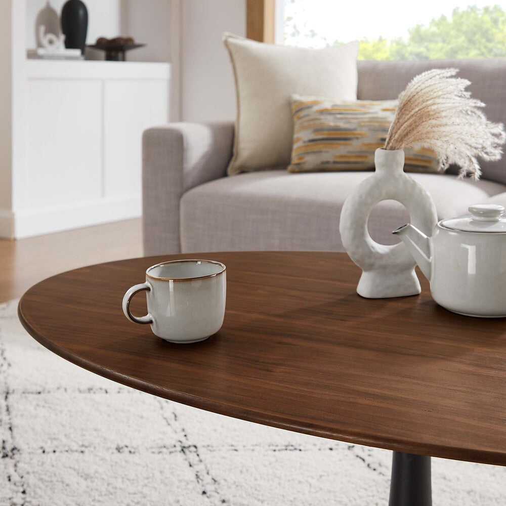 EEI-3538-BLK-WAL Lippa 48" Oval Wood Coffee Table by Modway