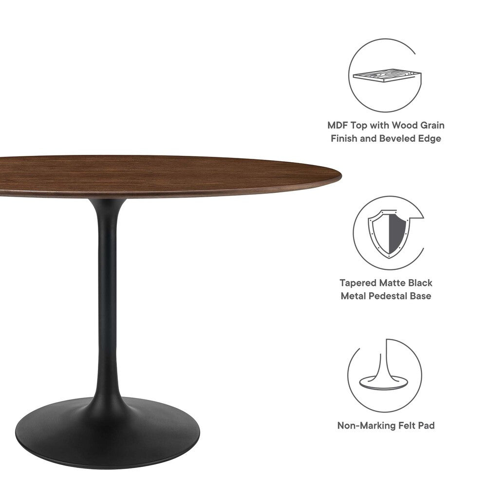 EEI-3520-BLK-WAL Lippa 48" Oval Wood Dining Table by Modway