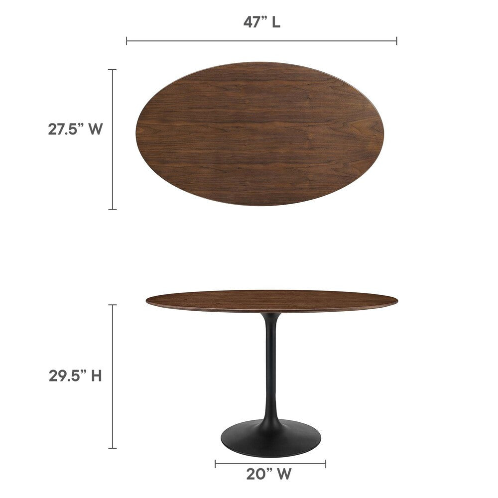 EEI-3520-BLK-WAL Lippa 48" Oval Wood Dining Table by Modway