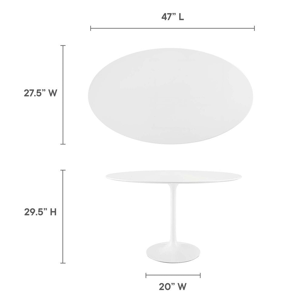 EEI-2017-WHI Lippa 48" Oval Wood Dining Table by Modway