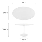 EEI-2017-WHI Lippa 48" Oval Wood Dining Table by Modway
