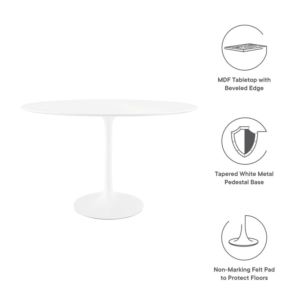 EEI-2017-WHI Lippa 48" Oval Wood Dining Table by Modway