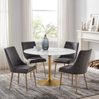 EEI-3232-GLD-WHI Lippa 48" Round Faux Marble Dining Table by Modway