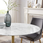 EEI-3232-GLD-WHI Lippa 48" Round Faux Marble Dining Table by Modway