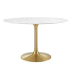 EEI-3232-GLD-WHI Lippa 48" Round Faux Marble Dining Table by Modway