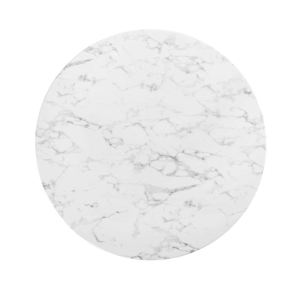 EEI-3527-BLK-WHI Lippa 48" Round Faux Marble Dining Table by Modway