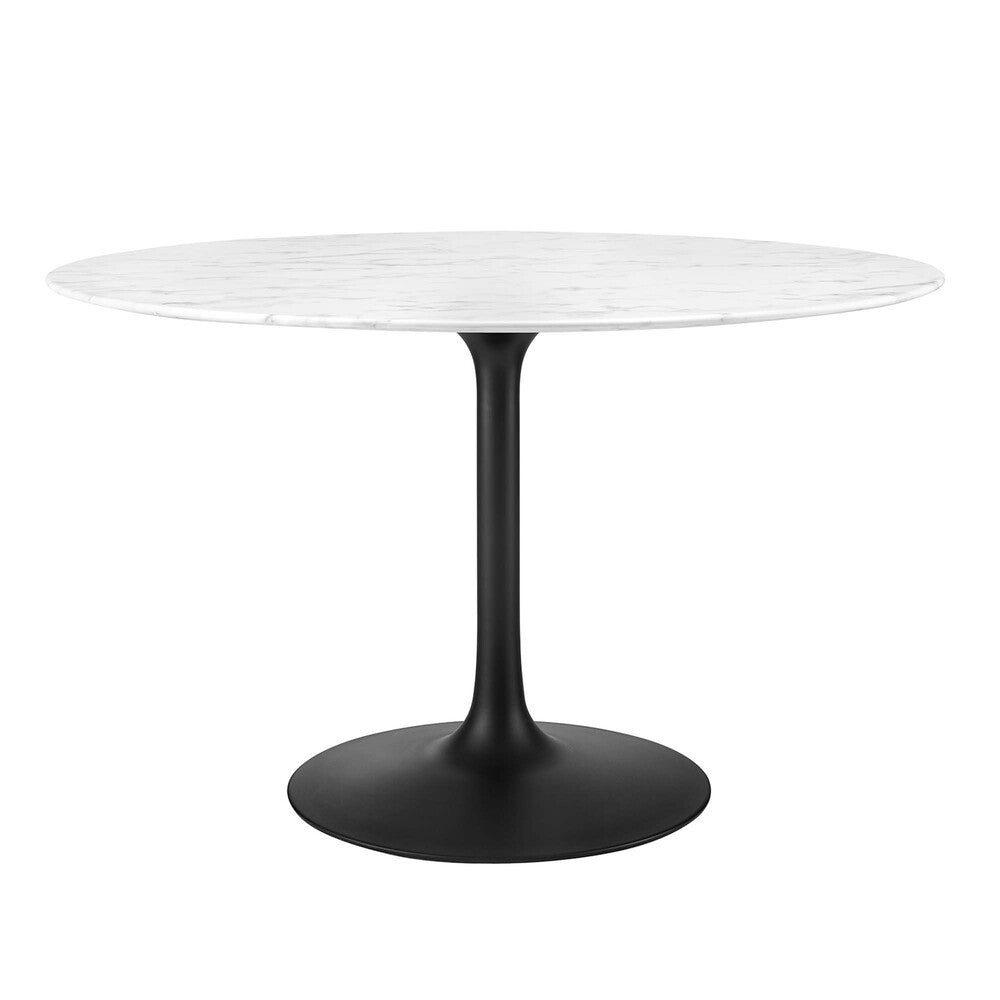 EEI-3527-BLK-WHI Lippa 48" Round Faux Marble Dining Table by Modway