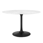 EEI-3527-BLK-WHI Lippa 48" Round Faux Marble Dining Table by Modway