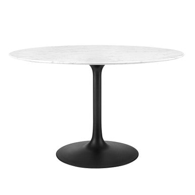 Modway EEI-3527-BLK-WHI Lippa 48" Round Faux Marble Dining Table Black White