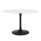 Modway EEI-3527-BLK-WHI Lippa 48" Round Faux Marble Dining Table Black White