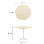 EEI-6754-WHI-TRA Lippa 48" Round Faux Travertine Dining Table by Modway