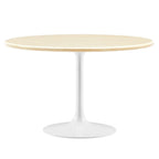 EEI-6754-WHI-TRA Lippa 48" Round Faux Travertine Dining Table by Modway