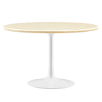 Modway EEI-6754-WHI-TRA Lippa 48" Round Faux Travertine Dining Table White Travertine