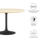 EEI-6755-BLK-TRA Lippa 48" Round Faux Travertine Dining Table by Modway