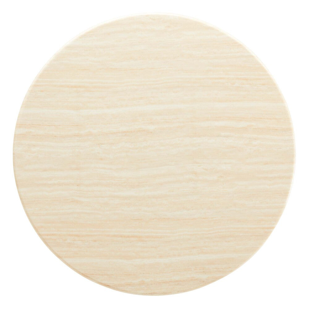 EEI-6755-BLK-TRA Lippa 48" Round Faux Travertine Dining Table by Modway