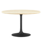 EEI-6755-BLK-TRA Lippa 48" Round Faux Travertine Dining Table by Modway