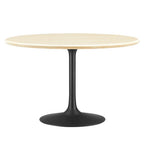 Modway EEI-6755-BLK-TRA Lippa 48" Round Faux Travertine Dining Table Black Travertine
