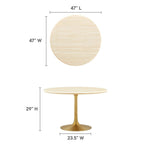 EEI-6756-GLD-TRA Lippa 48" Round Faux Travertine Dining Table by Modway