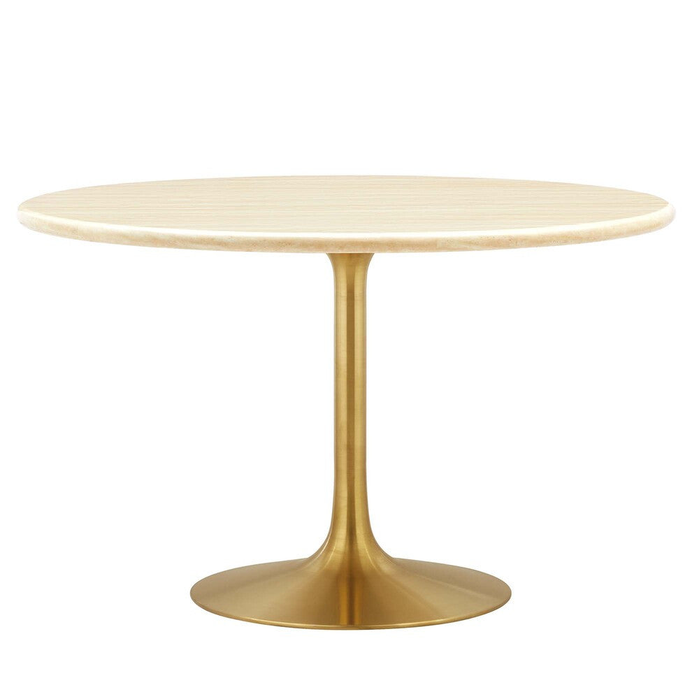 EEI-6756-GLD-TRA Lippa 48" Round Faux Travertine Dining Table by Modway