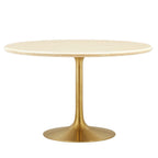 EEI-6756-GLD-TRA Lippa 48" Round Faux Travertine Dining Table by Modway